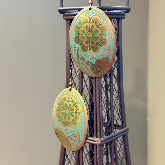 Floral Print Dangle Earrings - Picture 1 of 3